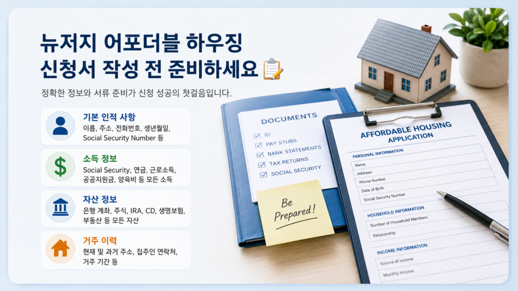 뉴저지 어포더블 하우징 신청서 작성 전 준비해야 할 정보와 서류