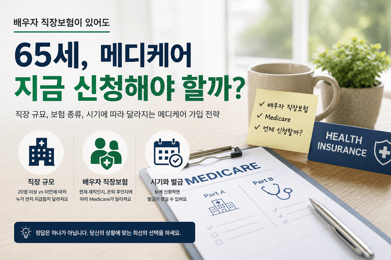 65세인데 배우자 직장보험이 있다면 Medicare를 꼭 신청해야 할까요?